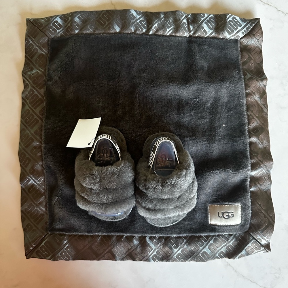Baby Ugg slippers and lovey blanket